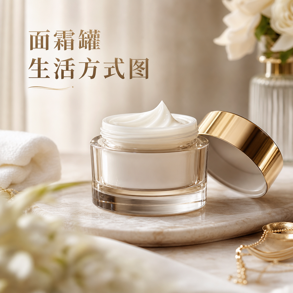 面霜罐生活方式图 - 美妆护肤