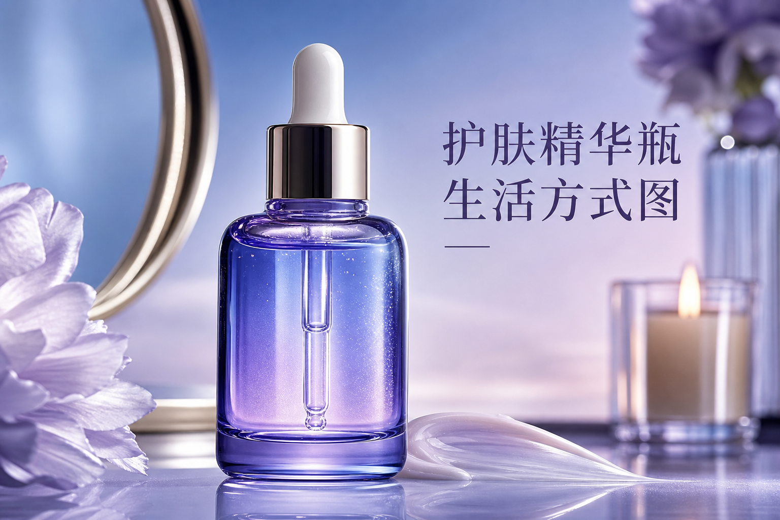 护肤精华瓶生活方式图 - 美妆护肤