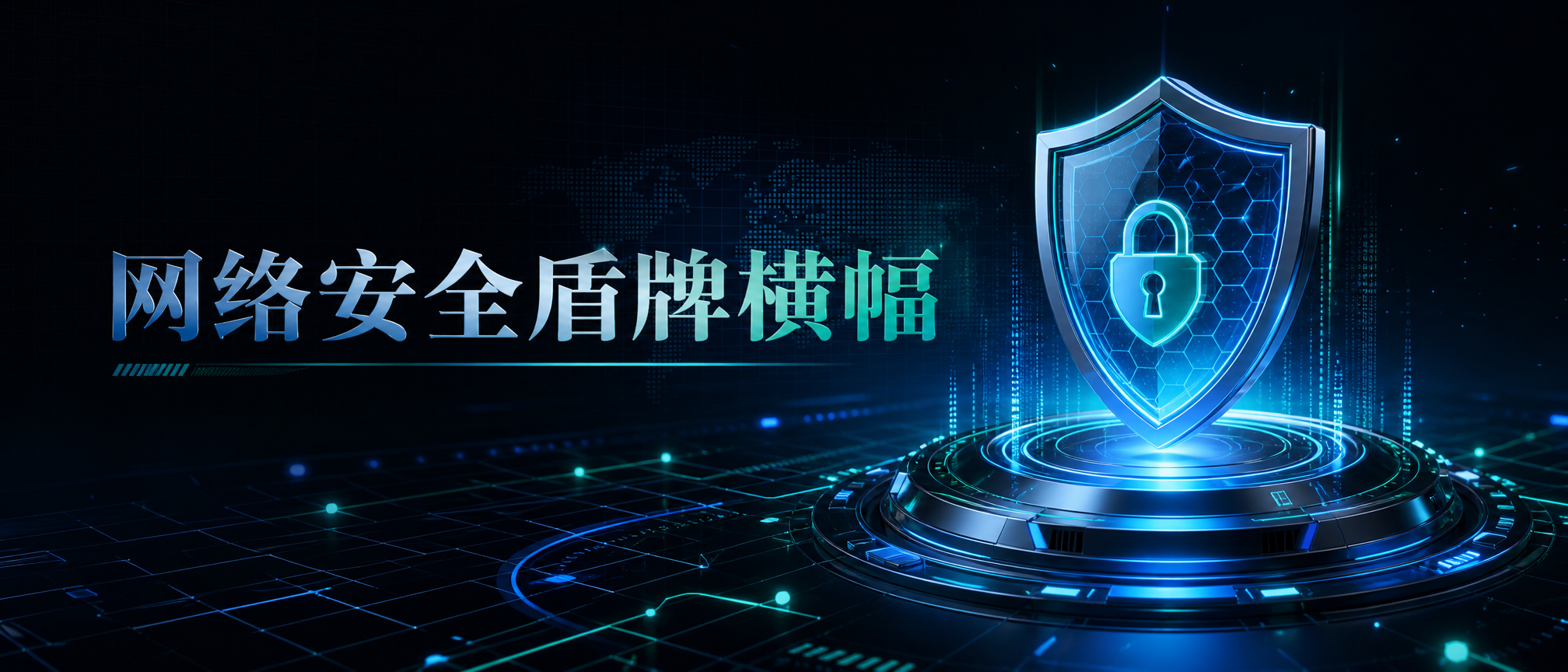 网络安全盾牌横幅 - 科技Banner