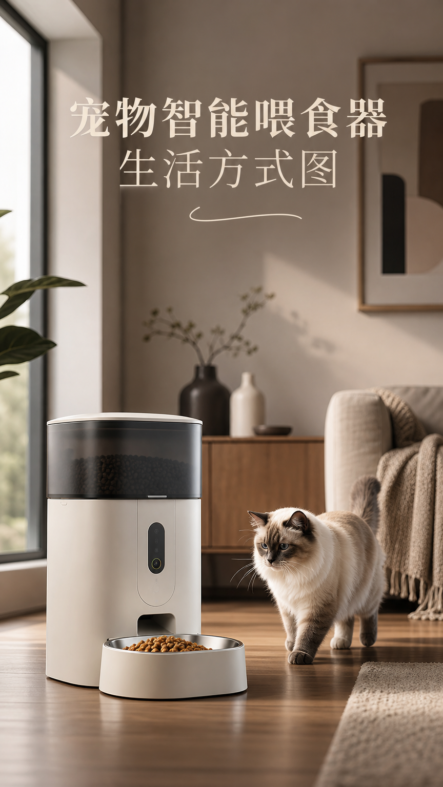 宠物智能喂食器生活方式图 - 电商产品图