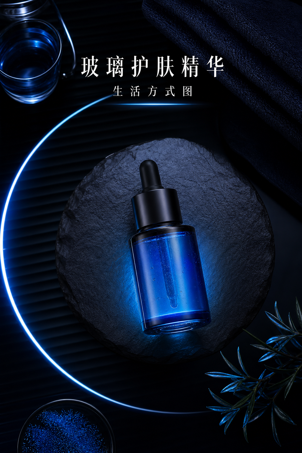 玻璃护肤精华生活方式图 - 电商产品图
