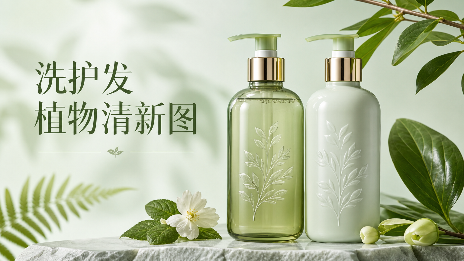 洗护发植物清新图 - 美妆护肤