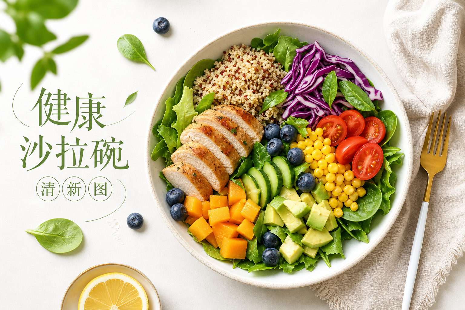 健康沙拉碗清新图 - 食品饮品
