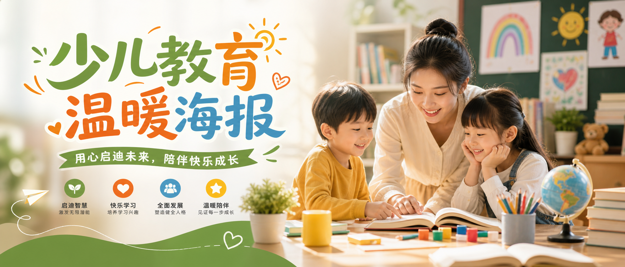 少儿教育温暖海报 - 教育课程