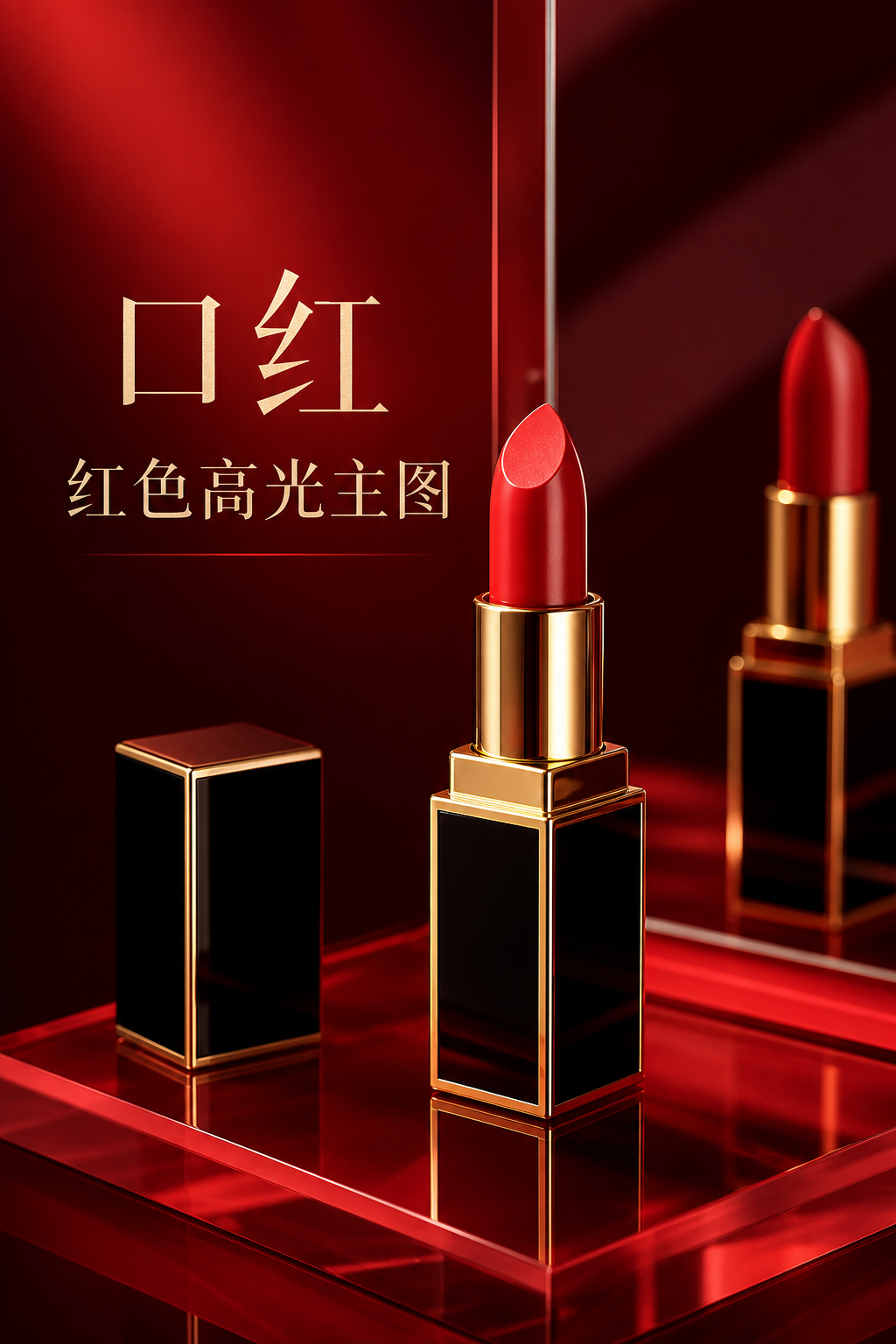 口红红色高光主图 - 美妆护肤