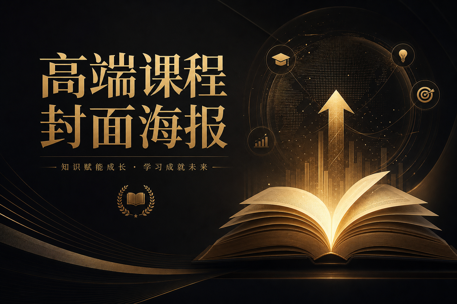 教育课程 - 课程封面、训练营海报、知识卡片、读书学习和教育产品。